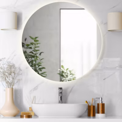 Miroir de salle de bain rond rétroéclairé d. 90 LUNA Fabriqué en Italie