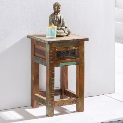 Table d&rsquo;appoint Bois Massif 30x50x30cm Bout de canapé Table de téléphone FineBuy