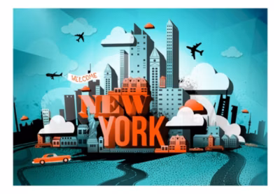 Papier peint intissé panoramique street art welcome new york 100×70 cm