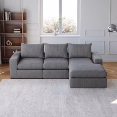 Canapé sans structure avec chaise canapé dangle moderne rembourré en velours trois coussins salon chambre sans montage