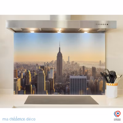 Crédence cuisine fond de hotte New York 2 – Alu composite – L 90 cm x H 50 cm – MaCrédenceDéco