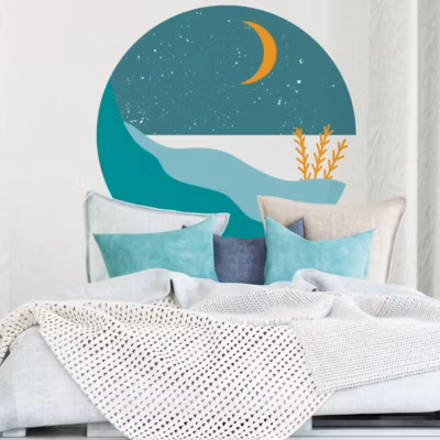 Papier peint intissé pré-encollé fresques géantes – ROND BORD DE MER TURQUOISE – 120x120cm