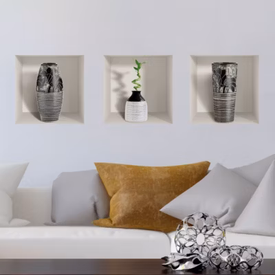 Stickers à effet 3D vases design moderne 40 x 120 cm