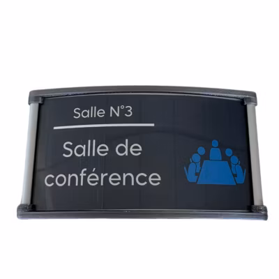 Plaque de Porte alu avec Porte-Étiquette et Embouts Clipsables 105x50mm Anodisé Argent – Fixation Adhésive Pré-Installée