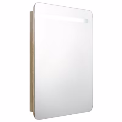 Armoire Murale à miroir LED, Armoire de Toilette, Meuble Salle de Bain chêne 60x11x80 cm