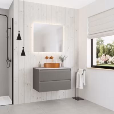 Nouveau meuble de salle de bain 80 cm, gris foncé (CERAMIA-3DG80)