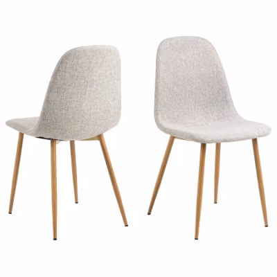 Lot de 4 chaises de salle à manger en tissu avec pieds en acier CLELIA