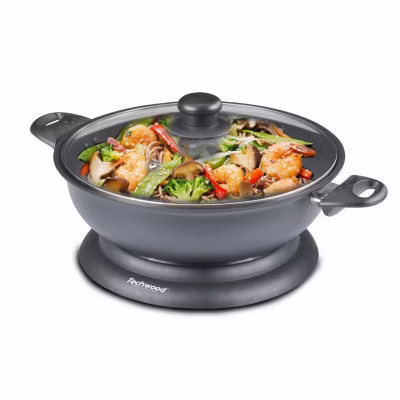 Wok Electrique Techwood TWF-306 – 3,6L – Revêtement anti-adhésif – Puissance 1400W – Thermostat Réglable