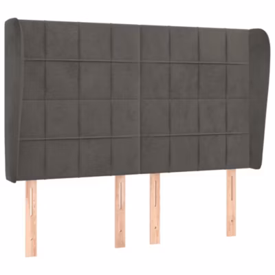 vidaXL Tête de lit avec oreilles Gris foncé 147x23x118-128 cm Velours3118005