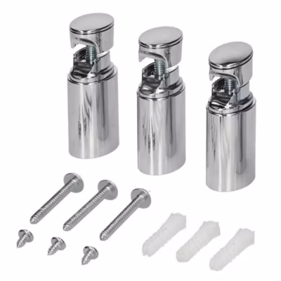Ensemble de supports de radiateur pour sèche-serviettes, finition chrome brillant, en ABS Kibath