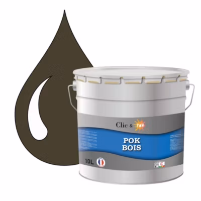 Peinture extérieure bois – Résistante aux intempéries POK BOIS – 10L – RAL 6014 – Olive Jaune – Clic & Pok