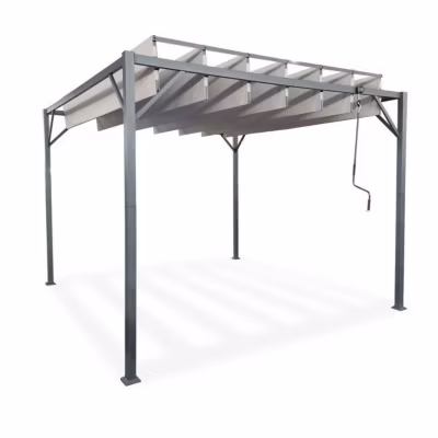 Pergola bioclimatique autoportée BAHIA 3x3m Toile Beige – Lames orientables