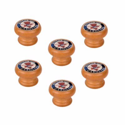 6 Un. bouton poignées de meuble Vintage Retro bois colorant miel RED HAT – diamètre 40MM