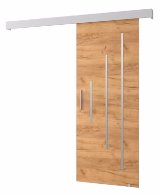 Portes coulissantes Salwador Y 80×204 cm (Chêne Craft / Blanc / Argent)