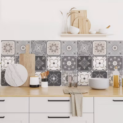 Stickers carrelage carreaux de ciment 20x20cm – Kit de 36