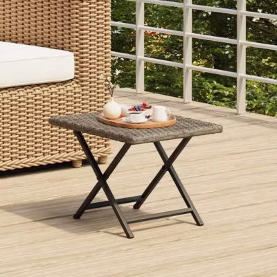 vidaXL Table pliable gris 45x35x32 cm résine tressée 362252