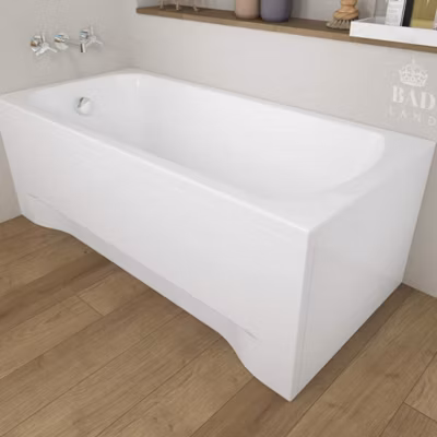Baignoire rectangulaire 170 x 75 CLASSIC acrylique blanc + avec Tablier + Pieds + Vidage à chromé