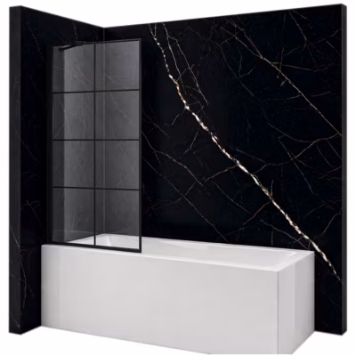 Silla Pare-baignoire MADISON+, fixe, 80×140 cm, Noir