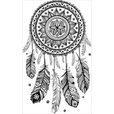 Sticker Mural Autocollant Attrape-Rêve Noir 68x48cm, Déco Murale Blanche, Idée Cadeau Originale et Décorative