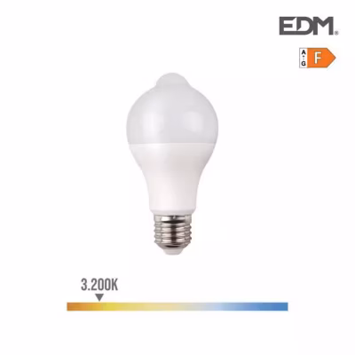 Ampoule LED E27 12W Ronde A60 à Détection de Mouvement – Blanc Chaud 3200K