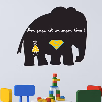Sticker ardoise tableau noir – stickers muraux adhésif effaçable – ELEPHANT – 45x55cm
