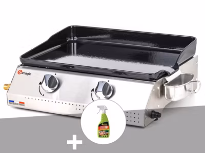 Plancha à gaz Vera 200 avec cuve en inox – Somagic + Dégraissant plancha