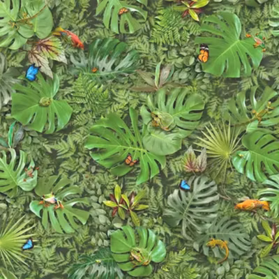 Sol vinyle Textile – effet faune & flore tropicale – Rouleau de 4m x 10m