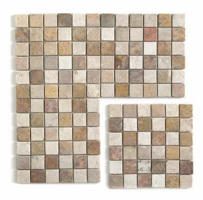 Carrelage de mosaïque (Boite de 1m²) / Plaque mosaïque mur et sol en marbre naturel multicolore – 30 x 30 cm