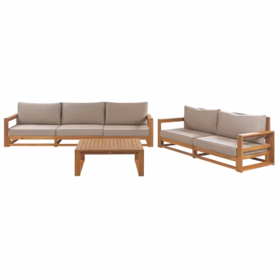 Ensemble de salon de jardin avec table 5 places TIMOR Bois d&rsquo;acacia certifié Marron clair