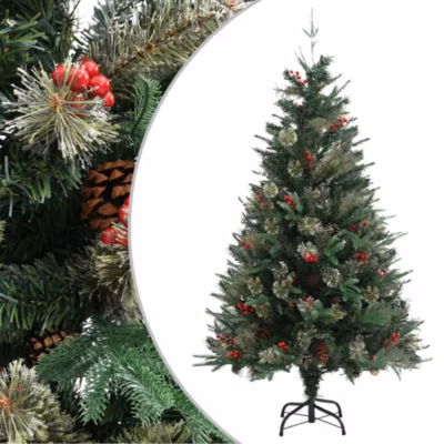 Sapin de Noël avec pommes de pin Vert 150 cm PVC et PE vidaXL