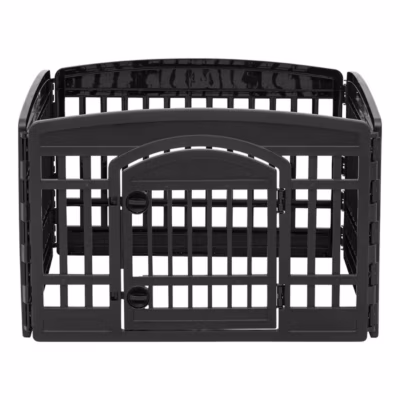 Iris Ohyama, Parc pour Chien Intérieur, Extérieur avec 4 Panneaux, H60cm, Noir, Plastique, CI-604E