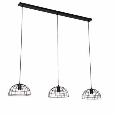 Suspension industrielle noire 3 lumières – Hanze