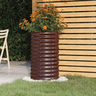Jardinière de jardin,Pot de fleur,Bac à fleurs Acier galvanisé 40x40x68 cm Marron