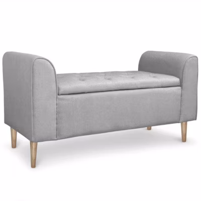 Banquette Coffre en Tissu « Pooh » 114cm Gris Clair