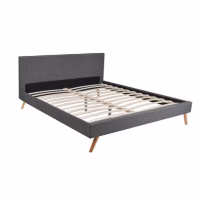 Lit FJORD 160×200 + 1 sommier / tissu Gris Foncé