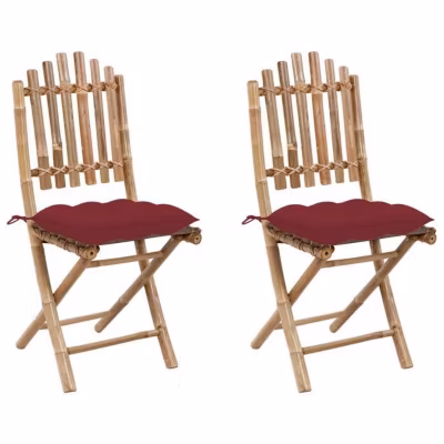 vidaXL Lot de 2 Chaises Pliables de Jardin avec Coussins, Sièges de Terrasse, Chaises de Salle à Manger, Meubles de Patio 3064011