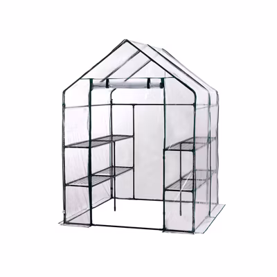 Serre de Jardin PVC/Acier Gardiun New Leaf 4 Etageres 143x143x195 cm Vert Fermeture Eclair