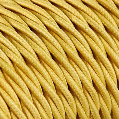 Câble Electrique Jaune en Textile Torsadé 3×0.75mm² – Fil Electrique Tissu