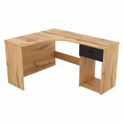 Bureau dangle design avec nombreux rangements collection LOUANE coloris chene et noir.