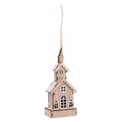 Sujet de noël église 3d en bois – feeric lights & christmas