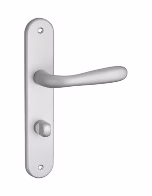 Ensemble de poignées pour salle de bain/toilette Goccia à condamnation, carré 7mm, entr&rsquo;axes 195mm, chromé satin – THIRARD