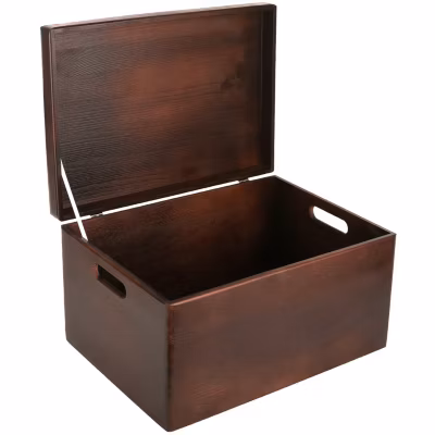 Creative Deco Boite de Rangement en Bois Marron 40 x 30 x 24 cm (+/-1cm) – Couvercle et Poignées – Boîte Souvenirs – Boîte à Jouet