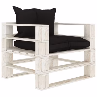 vidaXL Canapé palette de jardin avec coussins noir Bois 3052348