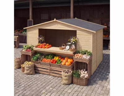 Kiosque/ stand de marché/ de vente 5.72 m2 – 3.11×1.84 m – 19 mm – DOM606