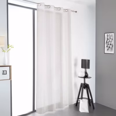Voilage Rayé « Persienne Colorée » (140×240 cm – Gris clair)