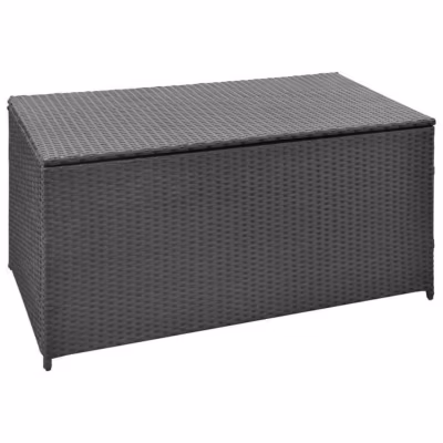 vidaXL Caisse de Stockage de Jardin Poly Rotin Noir Banc Boîte de Rangement 42498