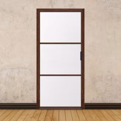 Porte battante décor noyer H 2040 x L 930 mm – 3 verres opales horizontaux