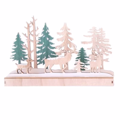 Décoration de Noël lumineuse à poser en bois forêt FOREST DECO