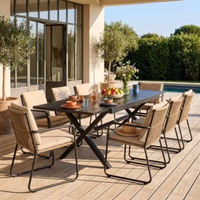 Table de jardin extensible aluminium 8 places anthracite – Ventura