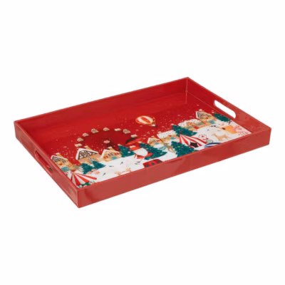 Plateau imprimé rouge 46x30cm – Atmosphera